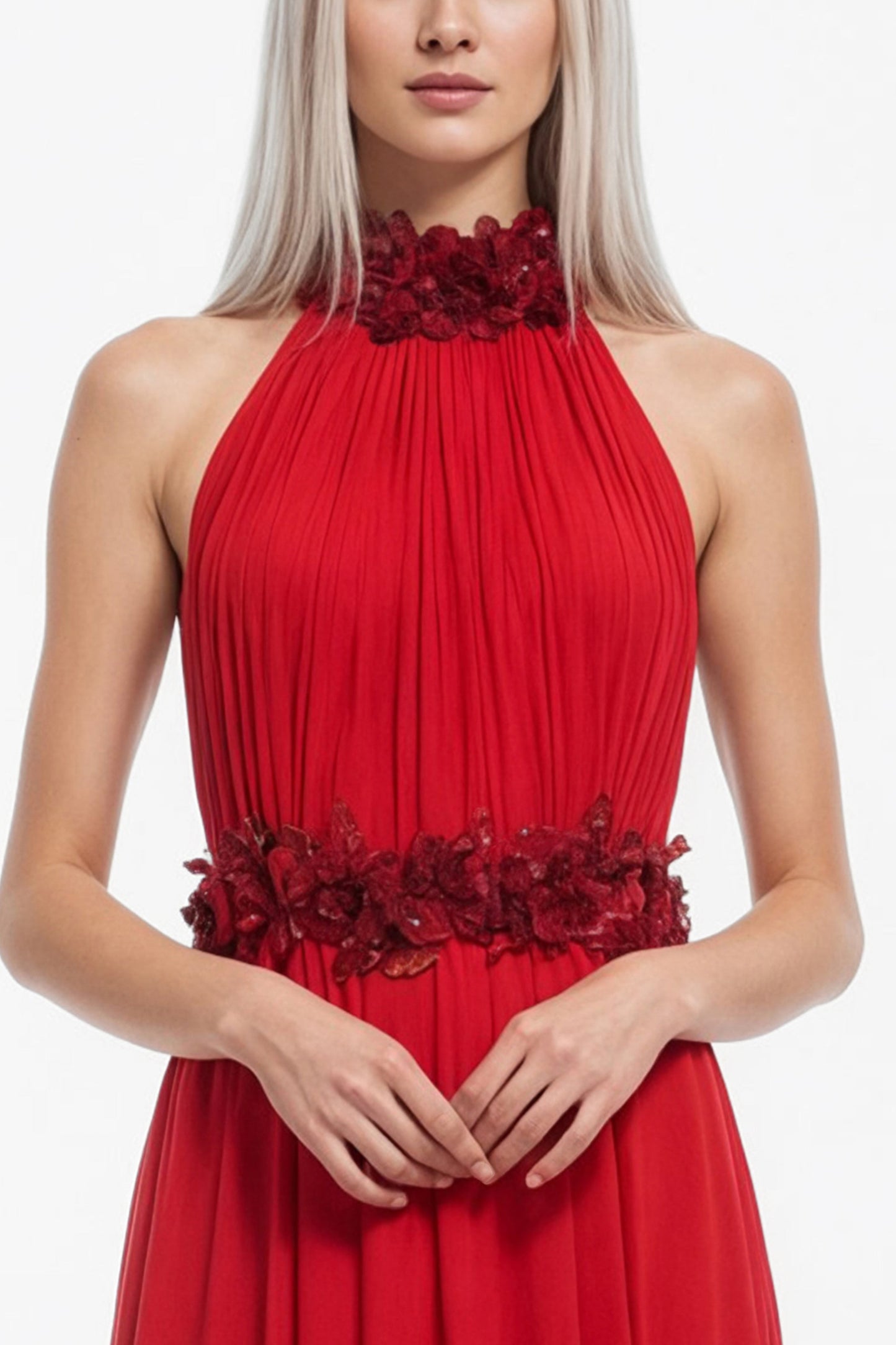 3D Floral Draped Dress