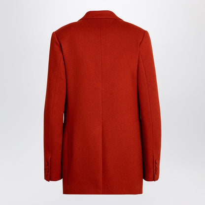 Red Single-breasted Jacket In Wool