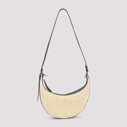 Beige Augustina Small Raffia Shoulder Bag