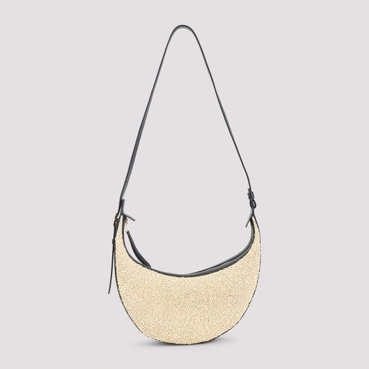 Beige Augustina Small Raffia Shoulder Bag