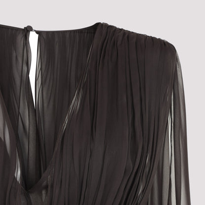 Brown Chiffon Long Dress