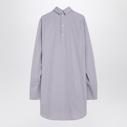 Light Blue Checked Popeline Turtleneck Shirt