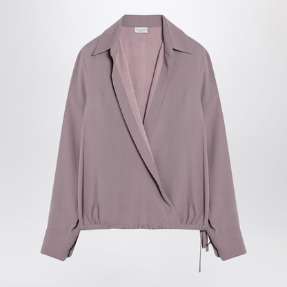 Pink Viscose Blend Drawstring Shirt
