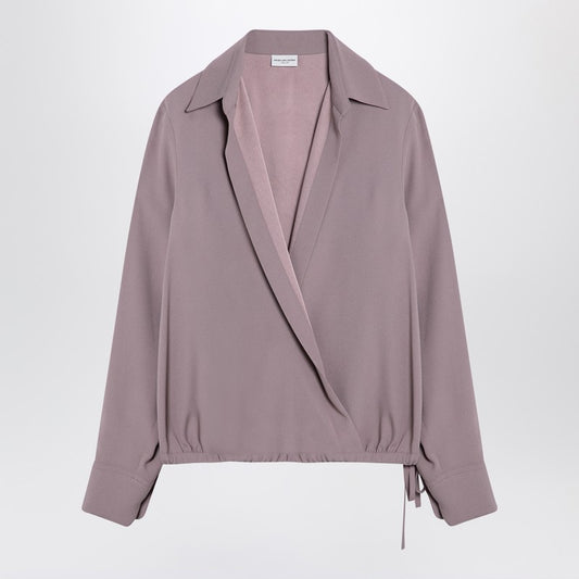 Pink Viscose Blend Drawstring Shirt