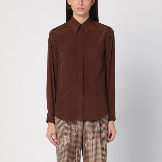 Brown Silk Blend Shirt