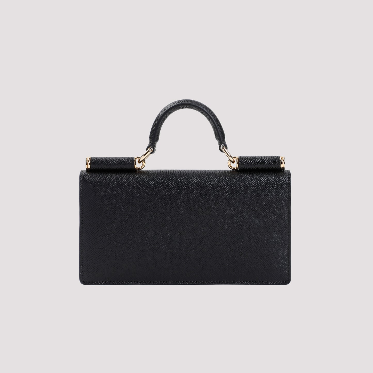 Black Dauphine Phone Saffiano Calf Leather Handbag