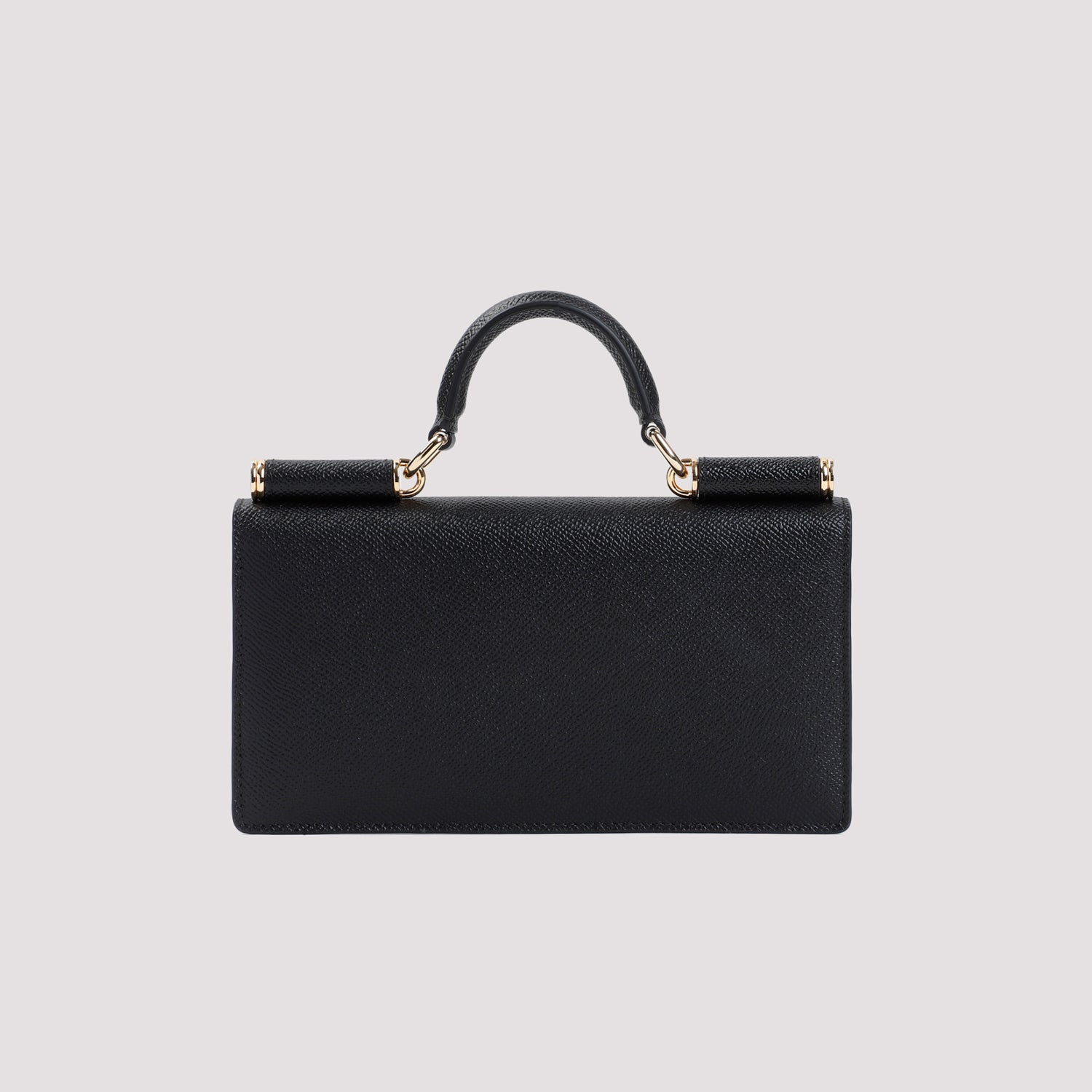 Black Dauphine Phone Saffiano Calf Leather Handbag