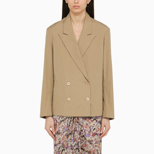 Beige double-breasted cotton jacket