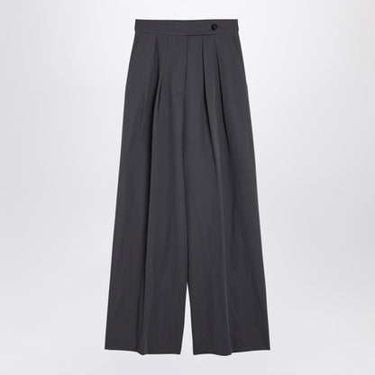 Taupe Wool-blend Wide Trousers
