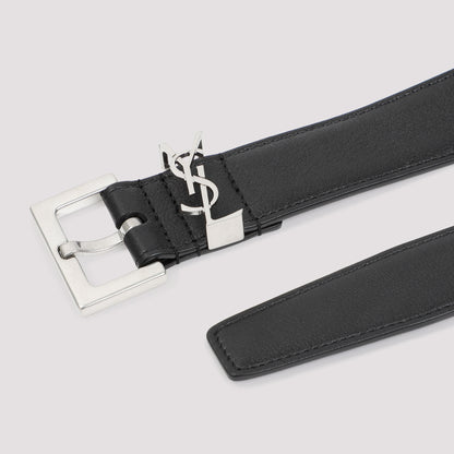 Black Leather YSL Belt
