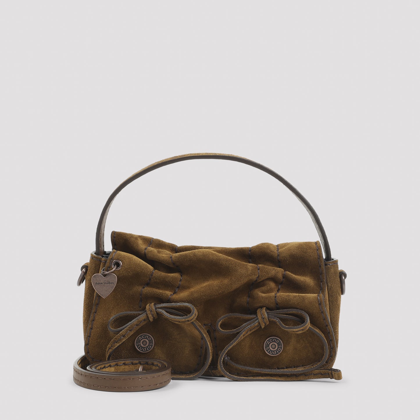 Cognac Brown Calf Leather Micro Crossbody Suede Bag