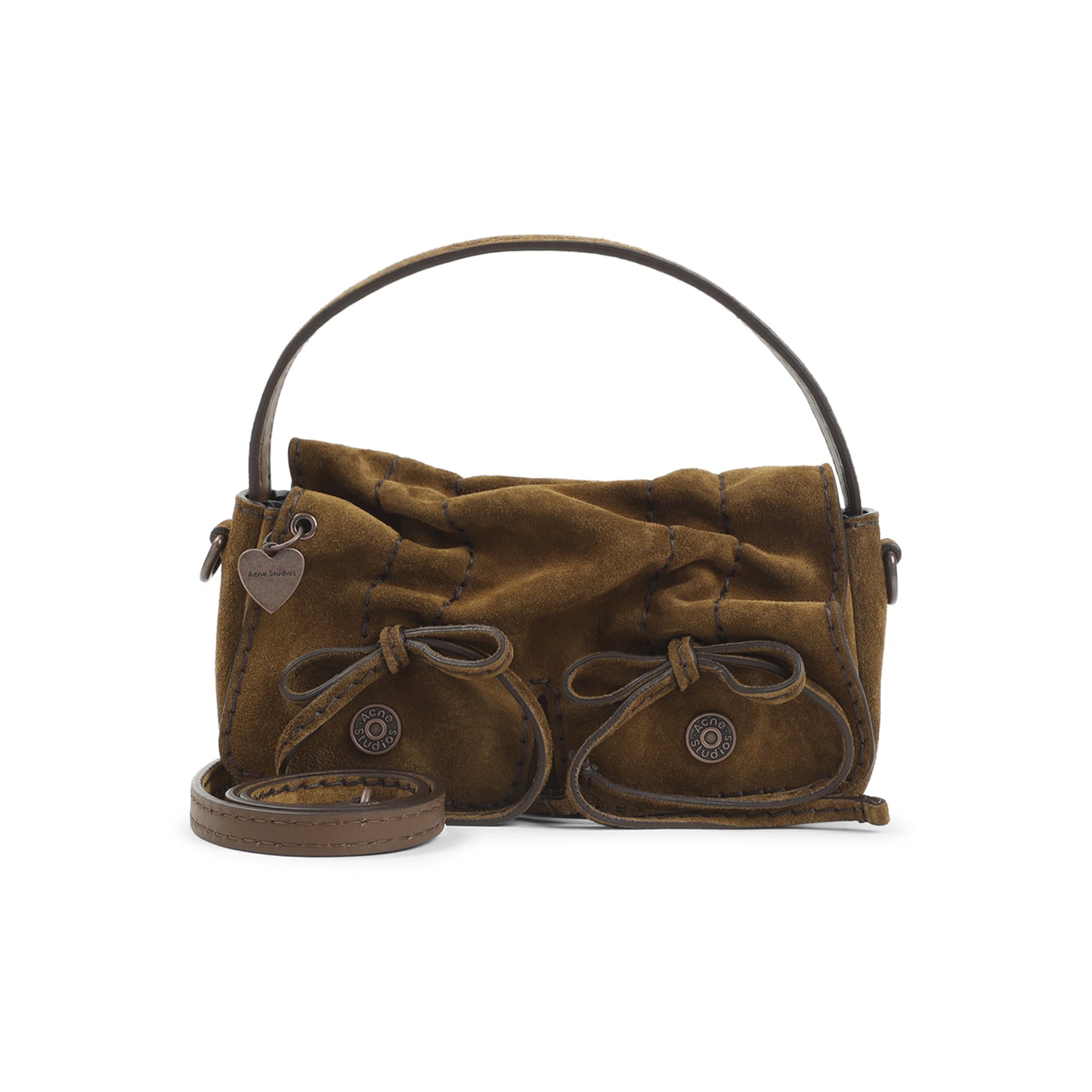Cognac Brown Calf Leather Micro Crossbody Suede Bag