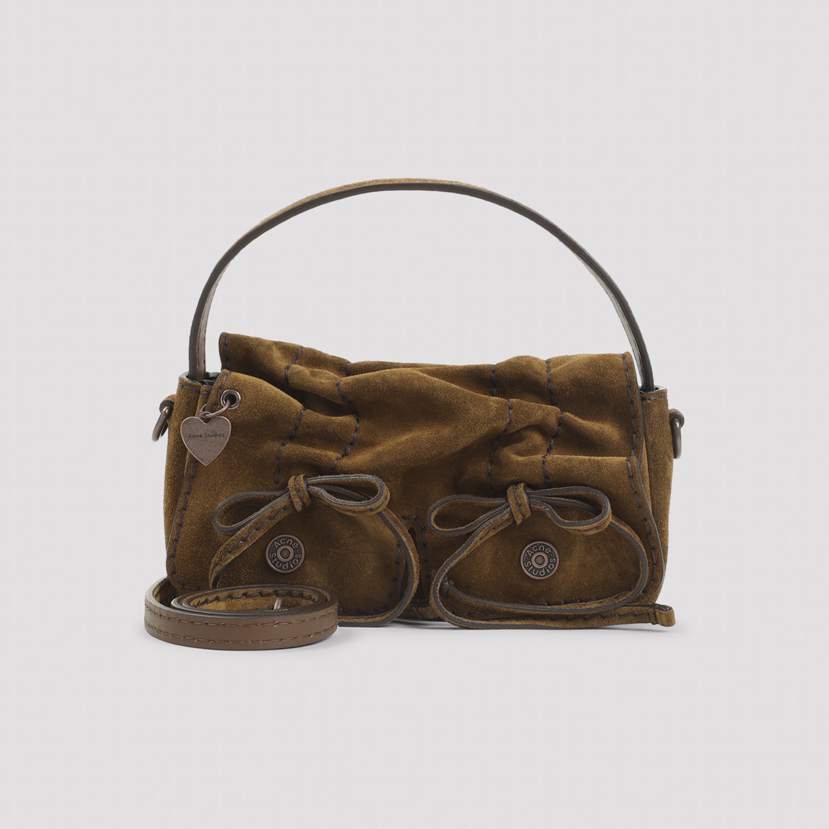 Cognac Brown Calf Leather Micro Crossbody Suede Bag