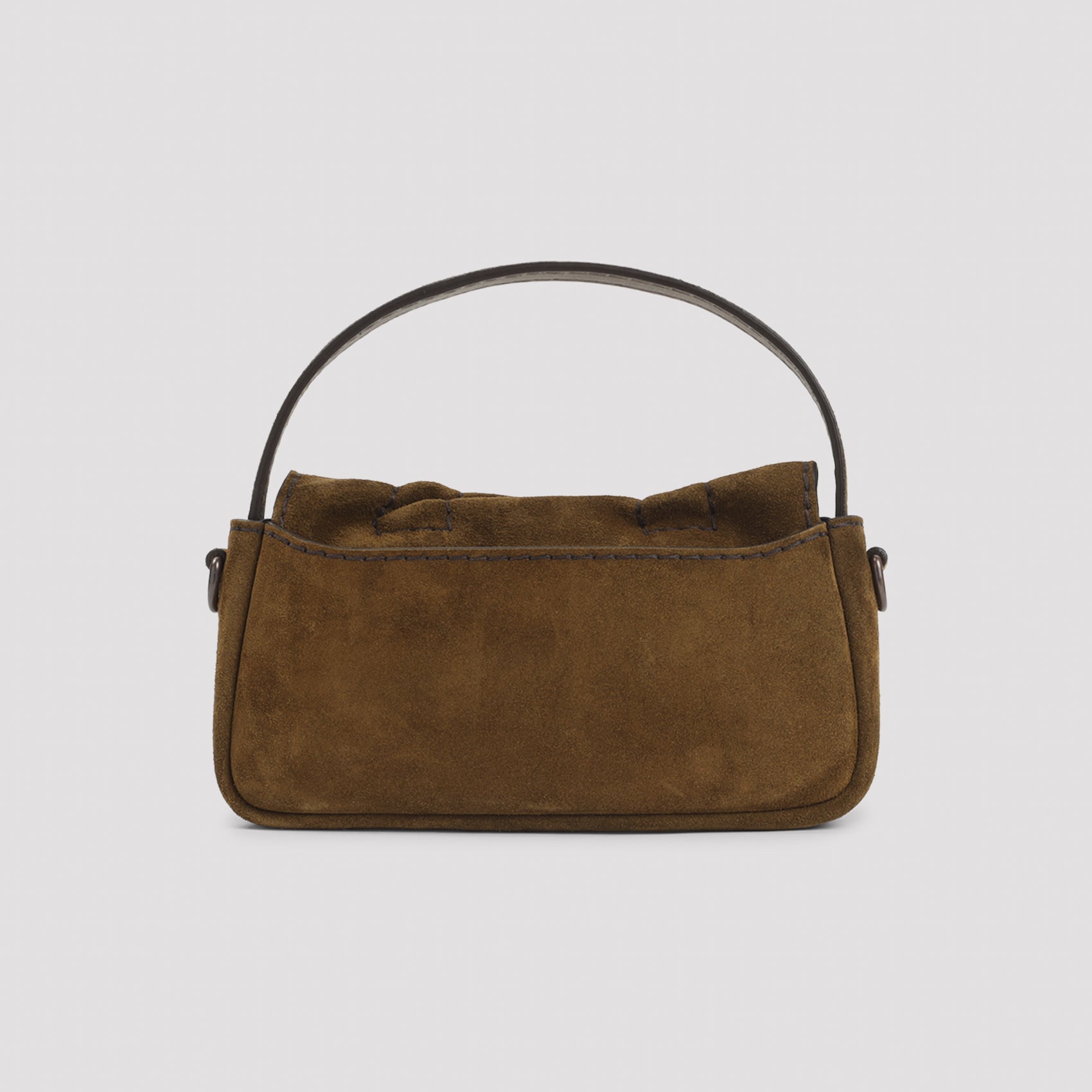 Cognac Brown Calf Leather Micro Crossbody Suede Bag