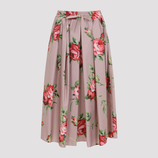 Pink Cotton Midi Skirt