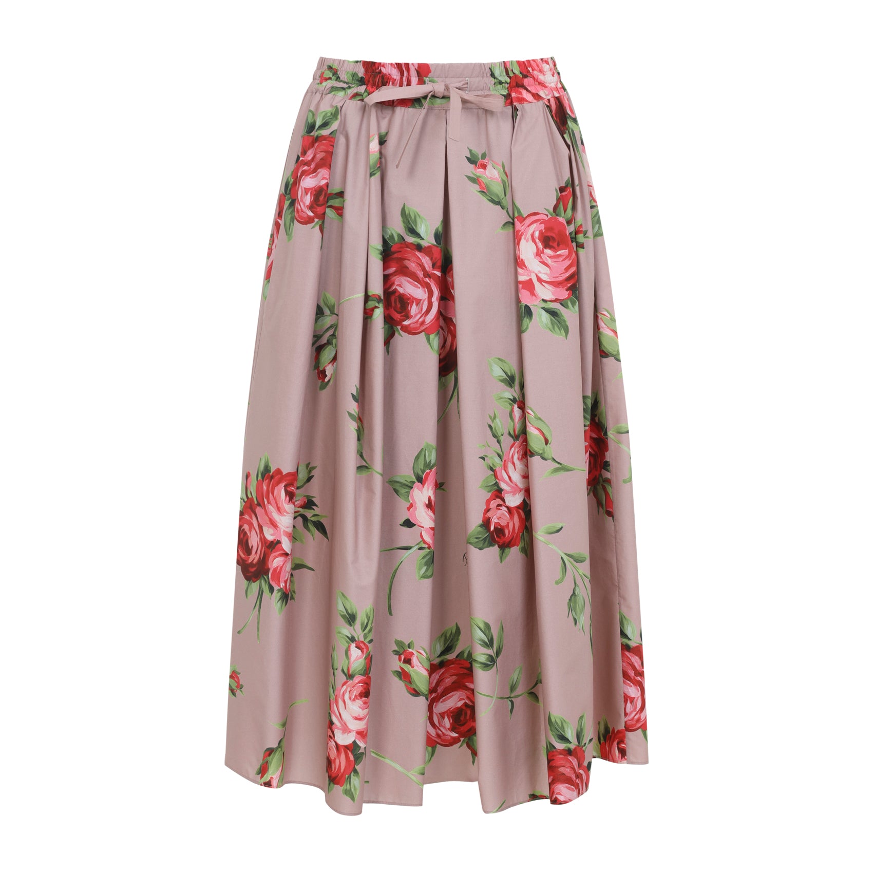 Pink Cotton Midi Skirt