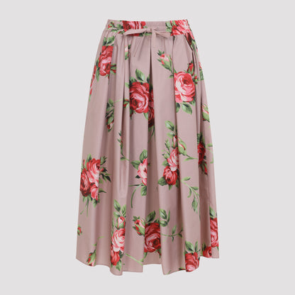 Pink Cotton Midi Skirt