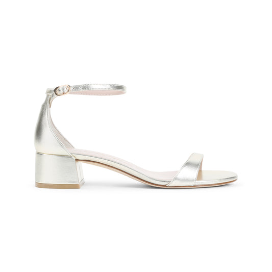 Light Gold Goat Leather Nudist Block 35 Sandals