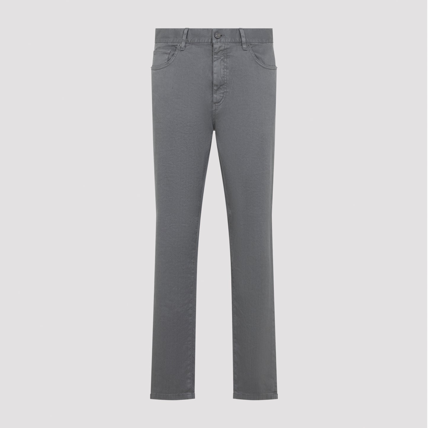 Gray Linen and Cotton Jeans