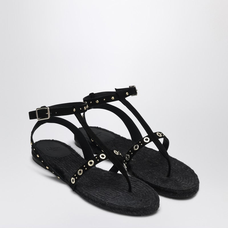 Low-heeled Black Pati With Studs
