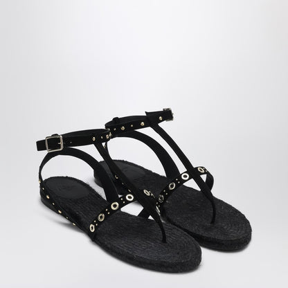 Low-heeled Black Pati With Studs