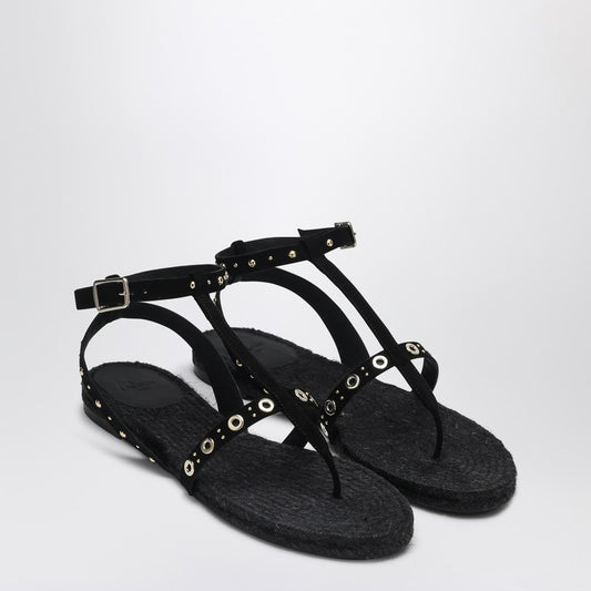 Low-heeled Black Pati With Studs