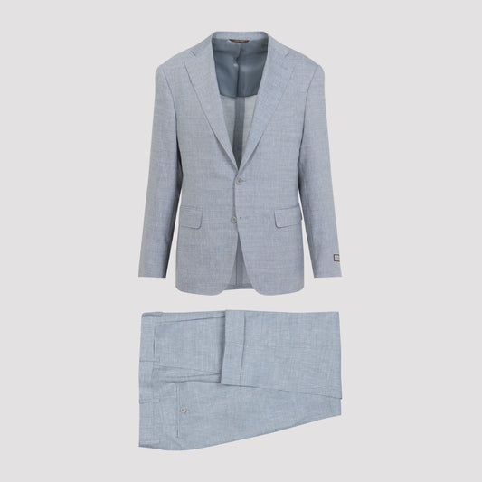 Light Blue Linen and Wool Suit