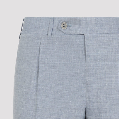 Light Blue Linen and Wool Suit