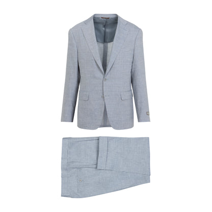 Light Blue Linen and Wool Suit