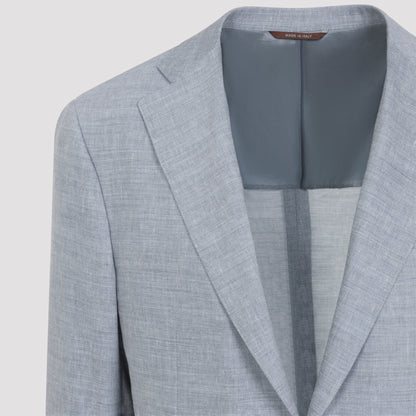 Light Blue Linen and Wool Suit