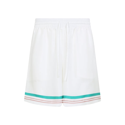 White Drawstring Silk Shorts