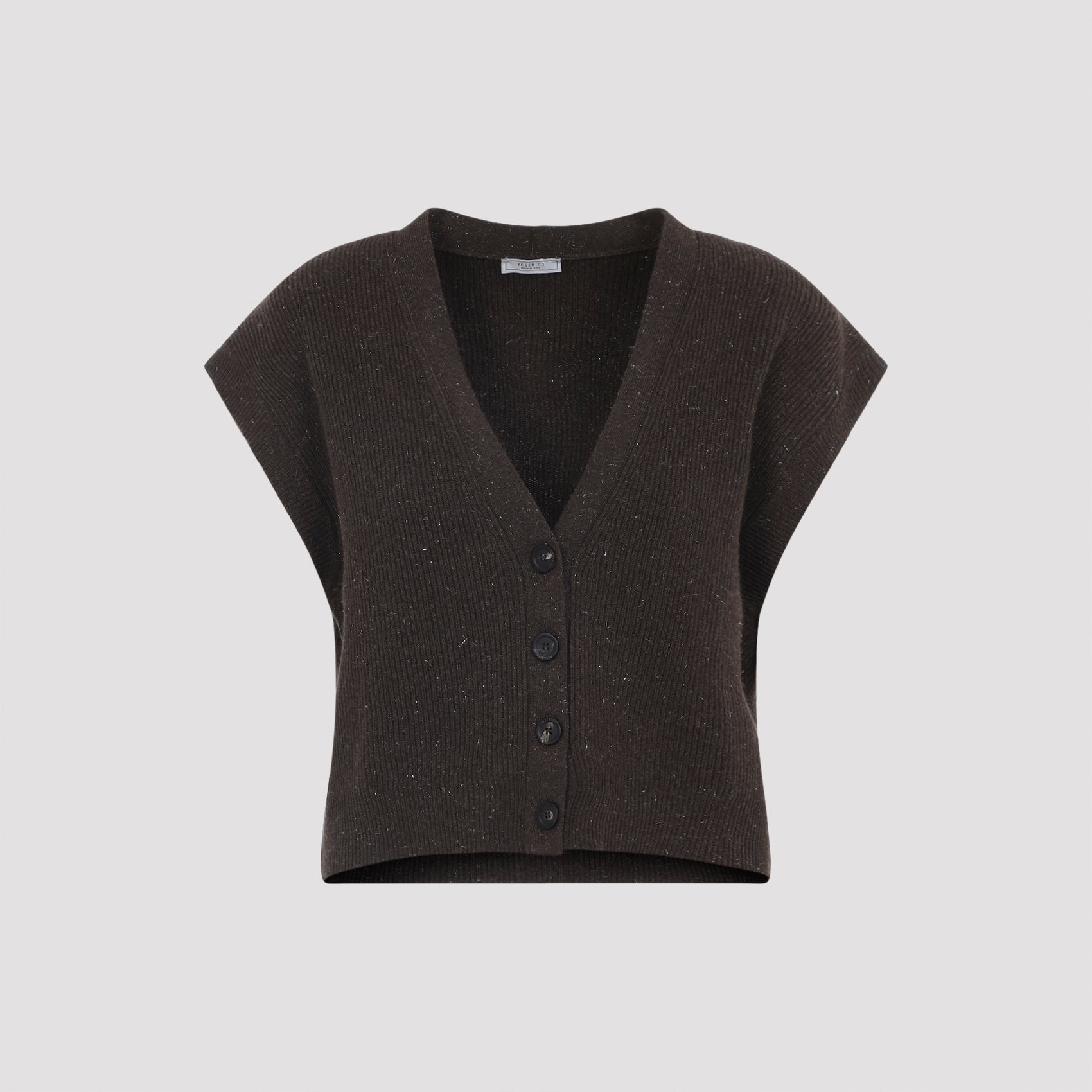 lurex sleeveless cardigan-image-3