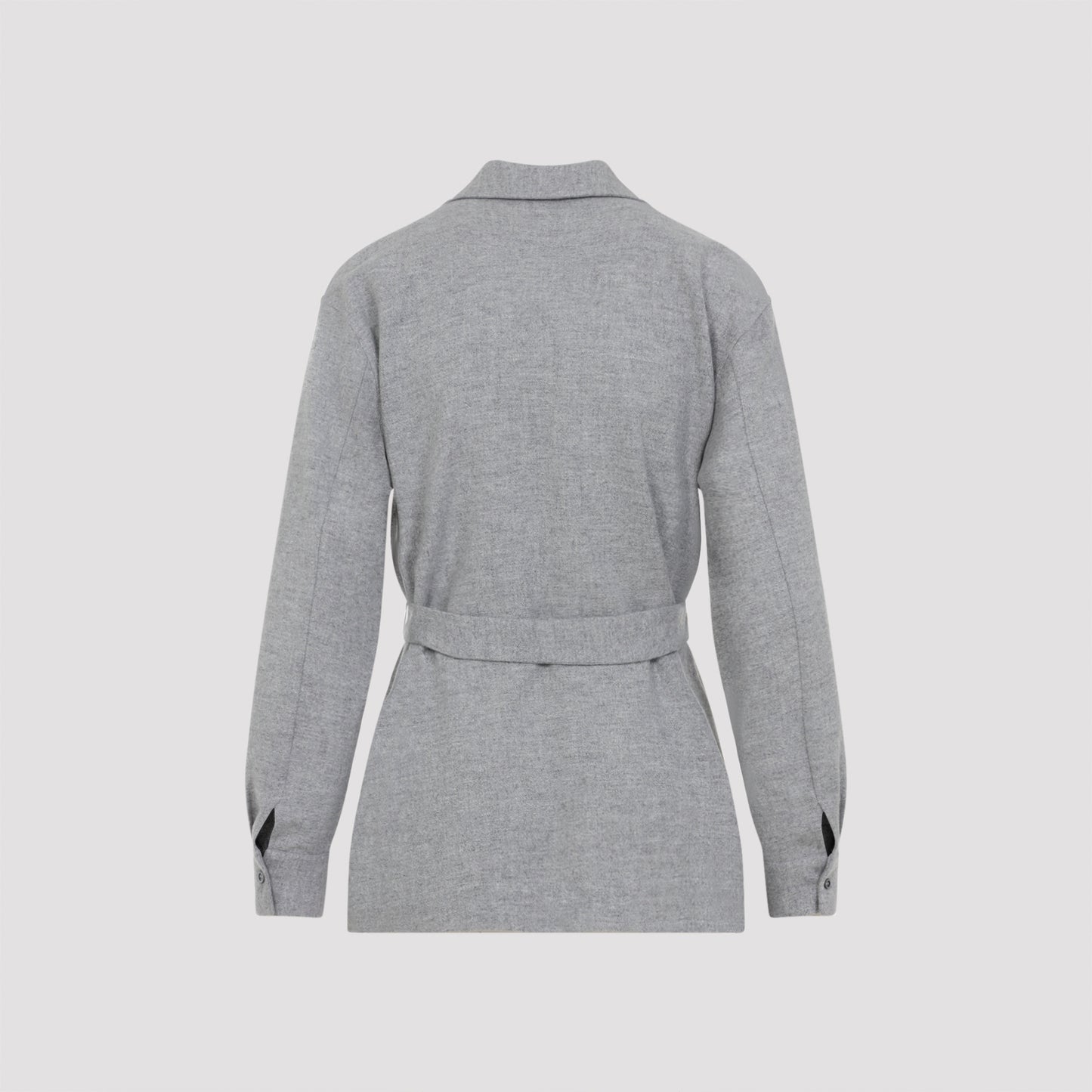 Stone Grey Virgin Wool Flannel Shirt