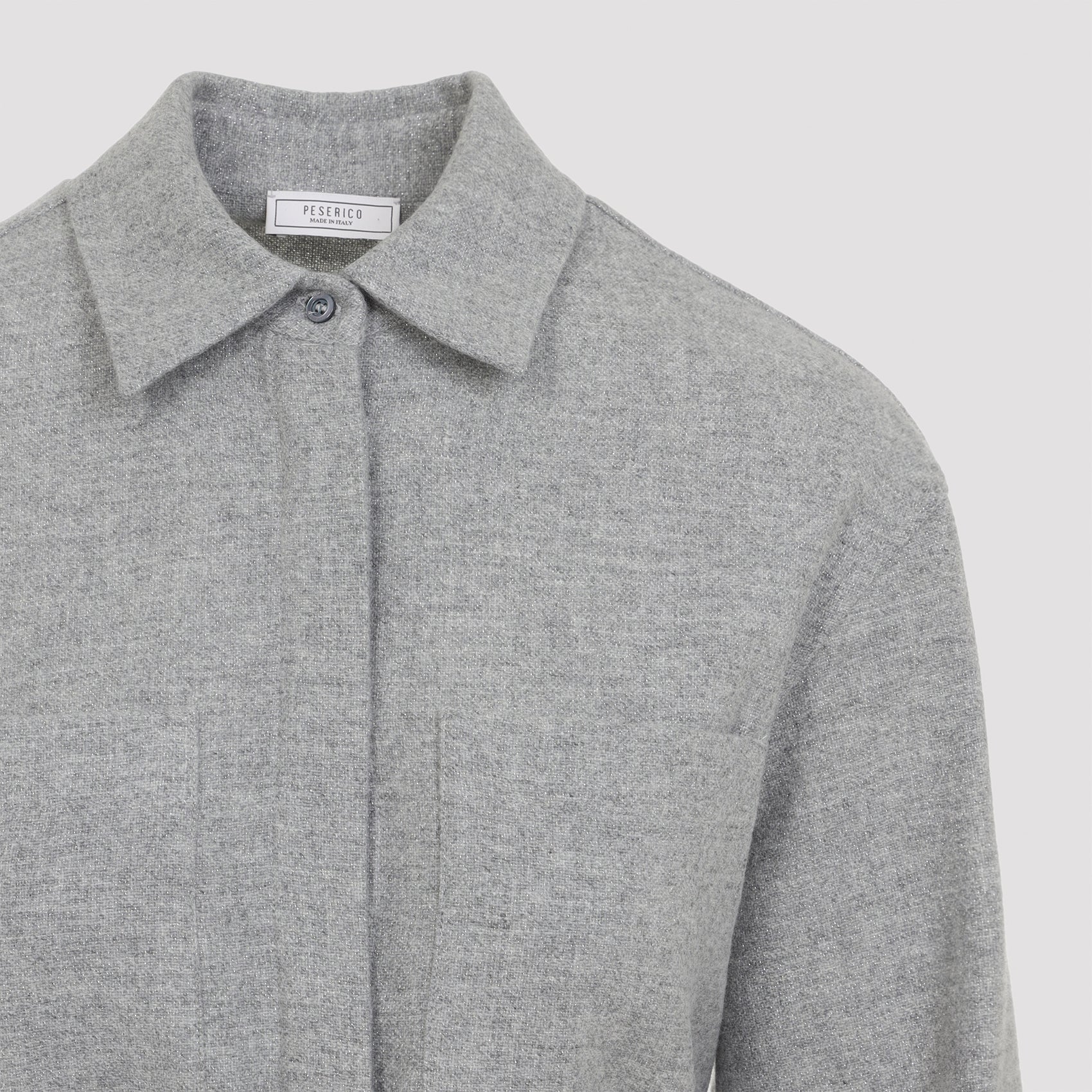 Stone Grey Virgin Wool Flannel Shirt