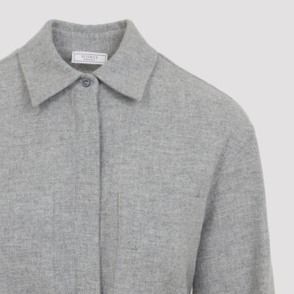 Stone Grey Virgin Wool Flannel Shirt