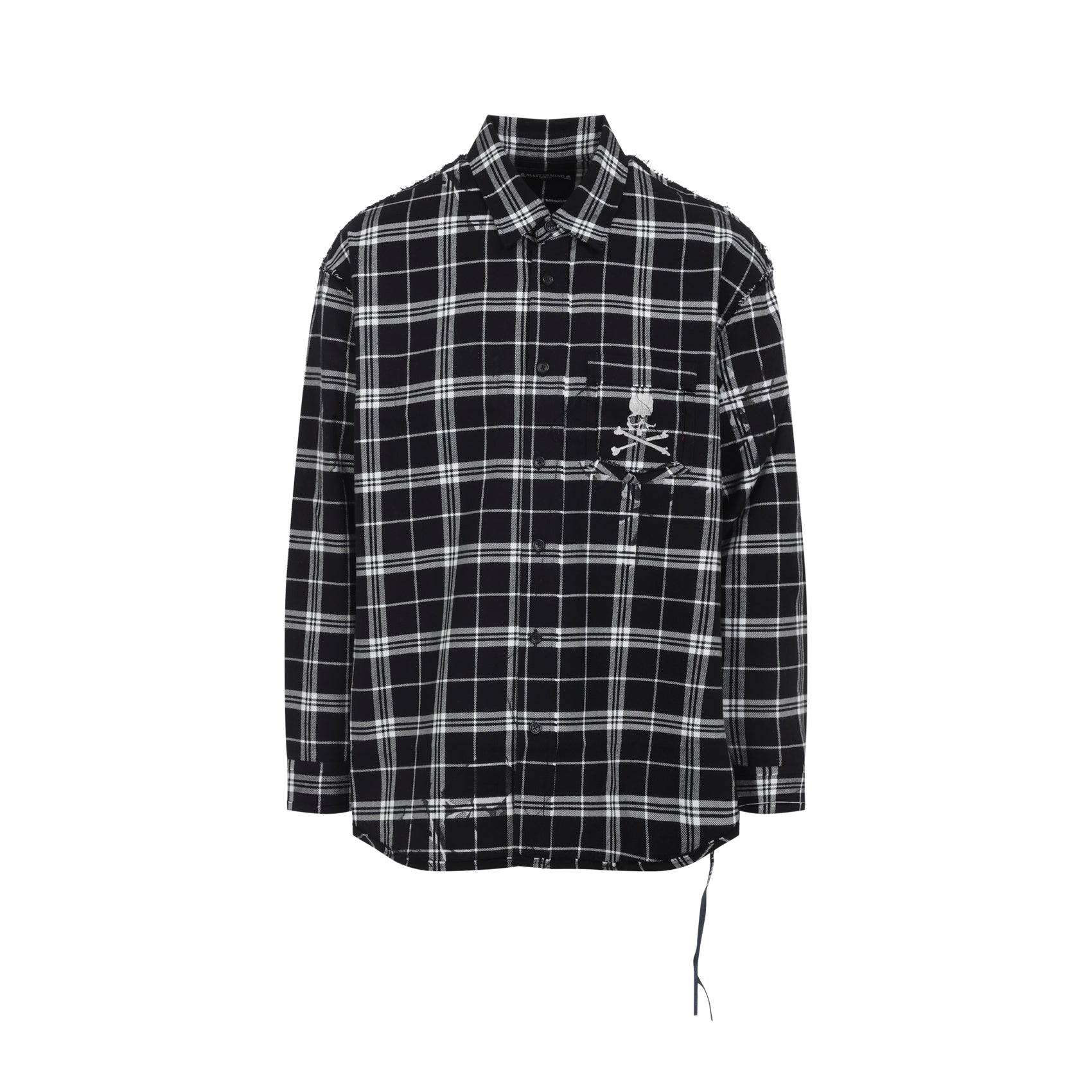 reversible raw edge plaid shirt-image-2