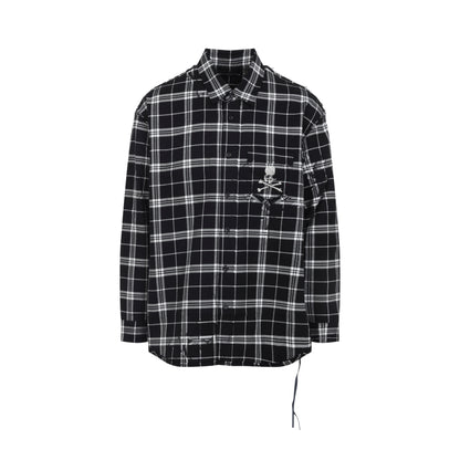 reversible raw edge plaid shirt-image-2