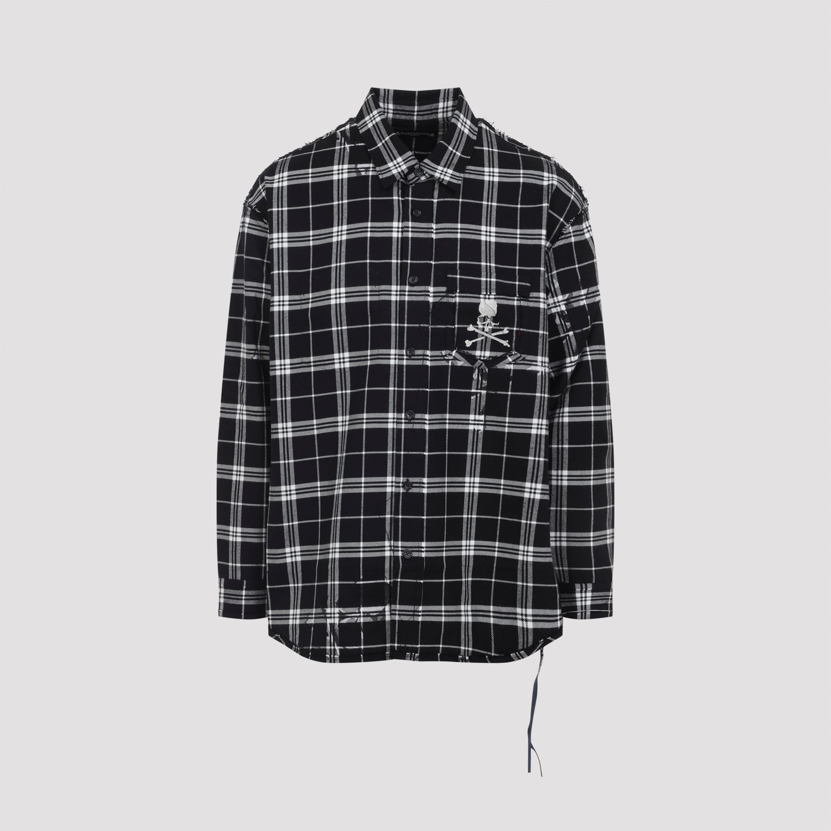 reversible raw edge plaid shirt-image-3