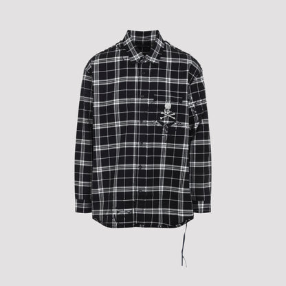 reversible raw edge plaid shirt-image-3
