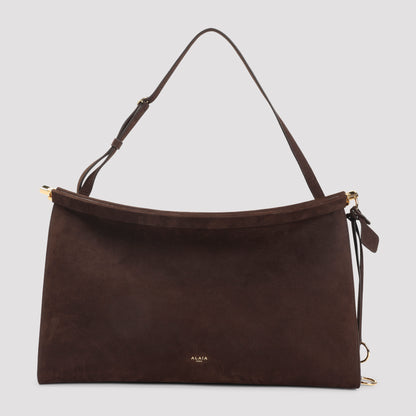 Brown East West L Suede Leather Handbag