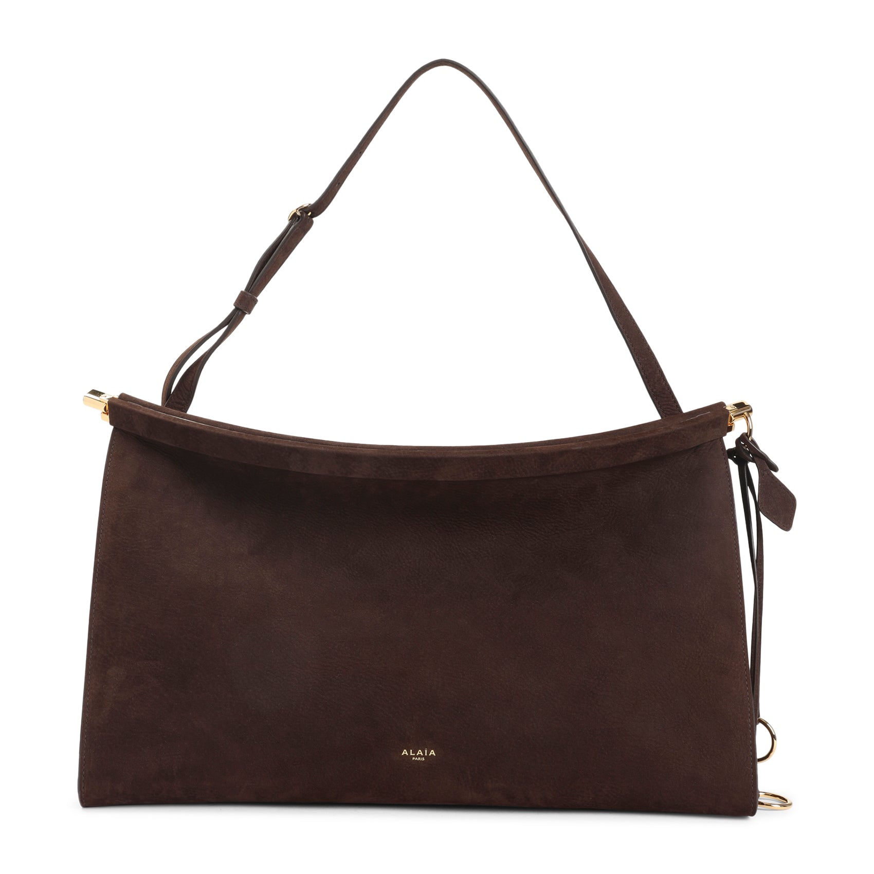 Brown East West L Suede Leather Handbag