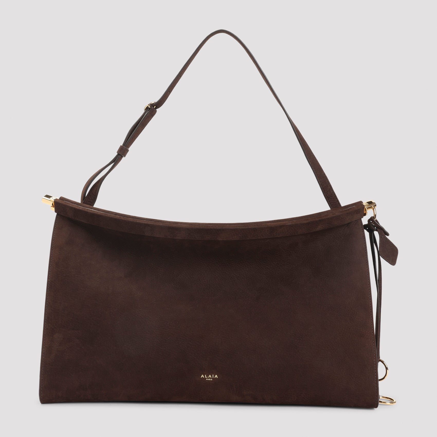 Brown East West L Suede Leather Handbag