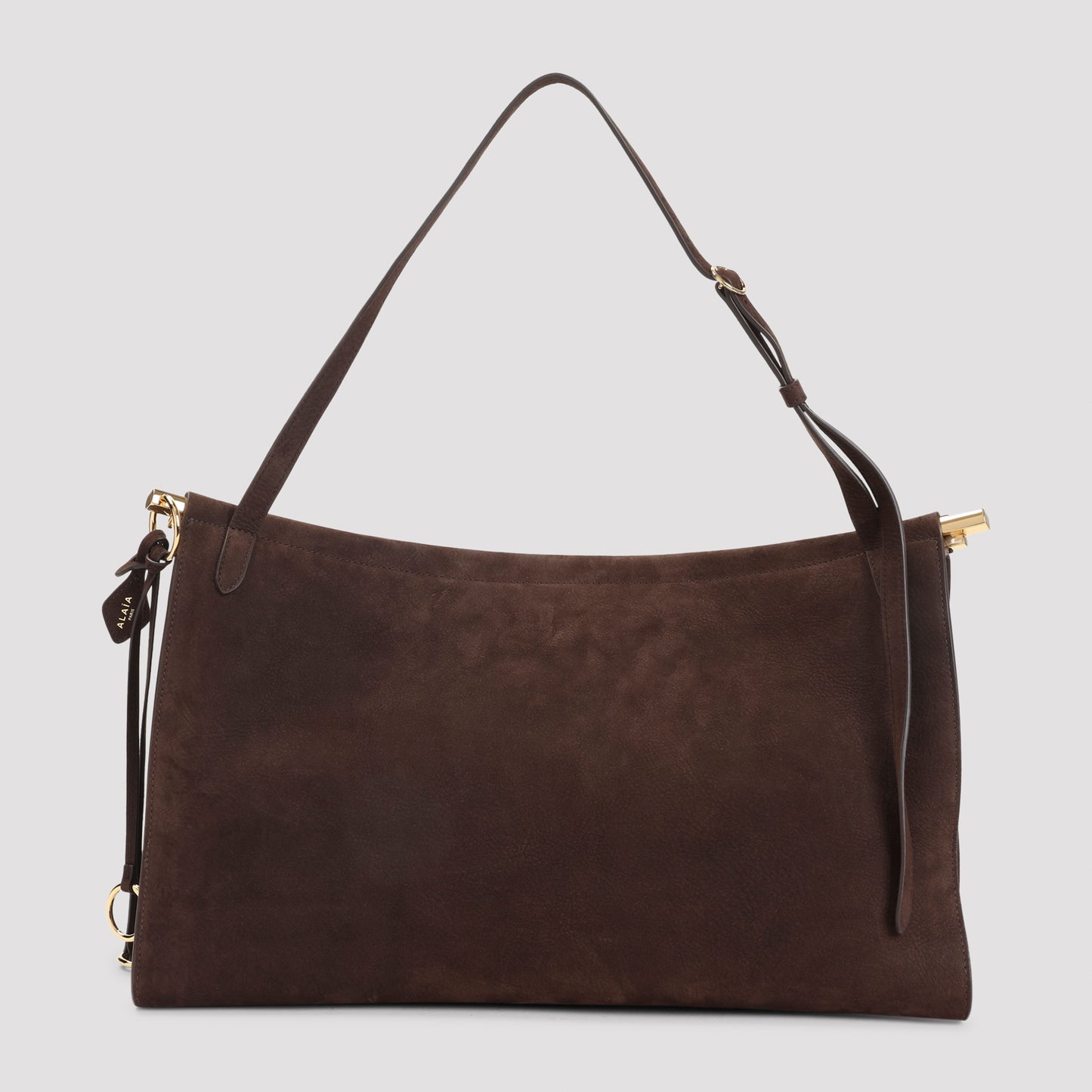 Brown East West L Suede Leather Handbag