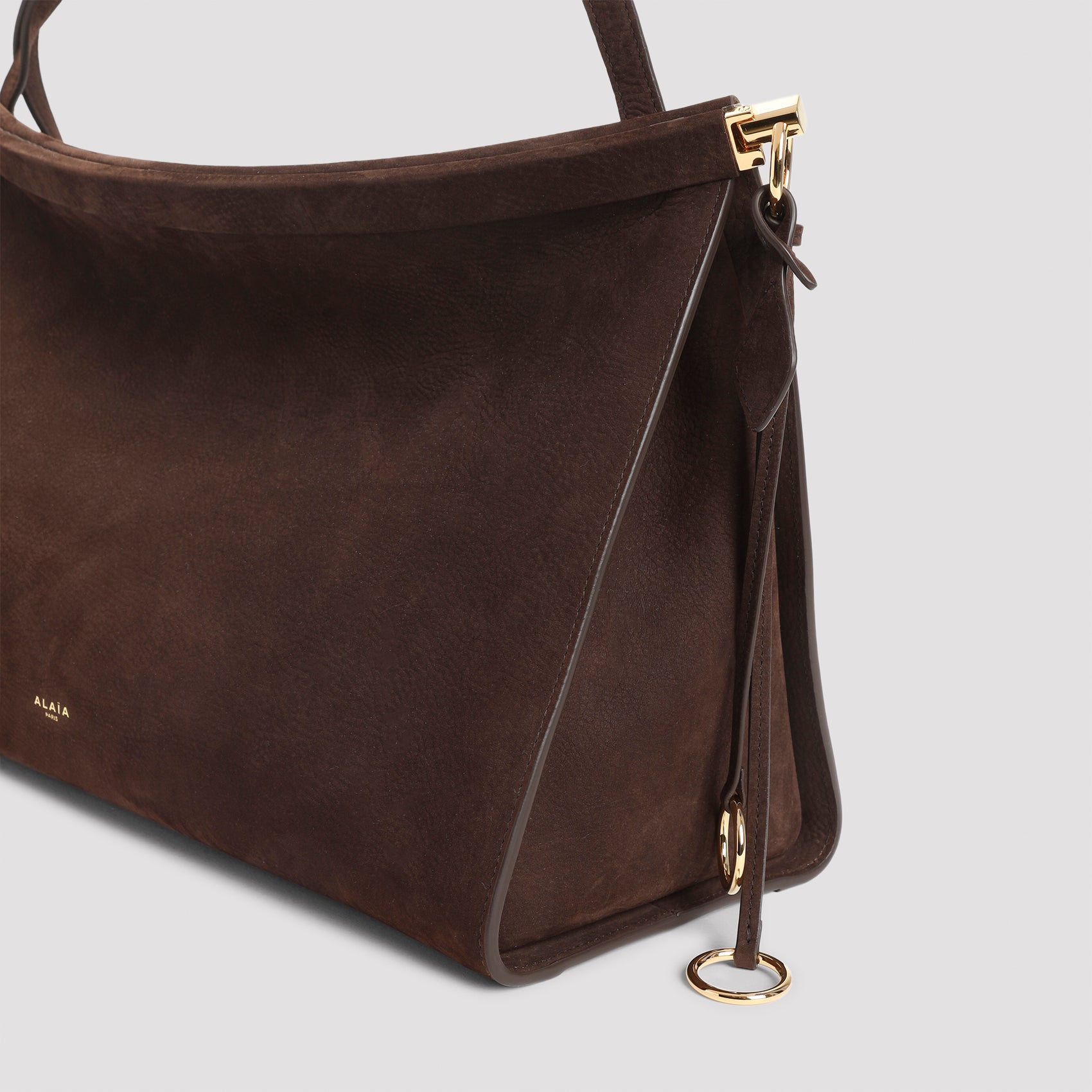 Brown East West L Suede Leather Handbag