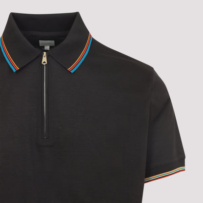 Mud Brown Cotton Str Detail Polo Shirt