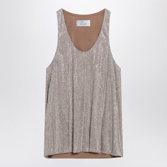 Tank Top With Silver Rhinestones