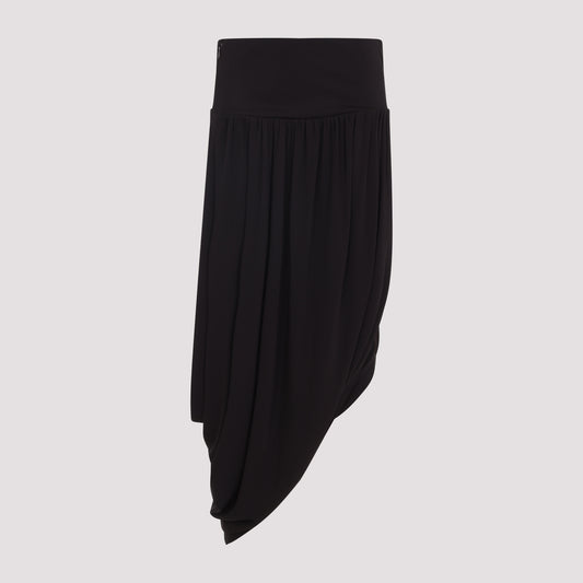Black Twisted Viscose Midi Skirt