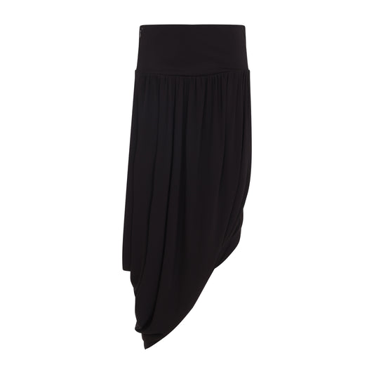 Black Twisted Viscose Midi Skirt