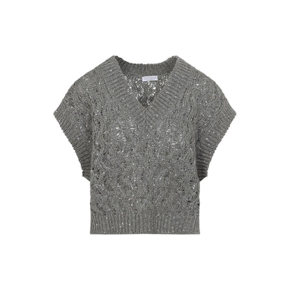 Green V-Neckline Silk Sweater