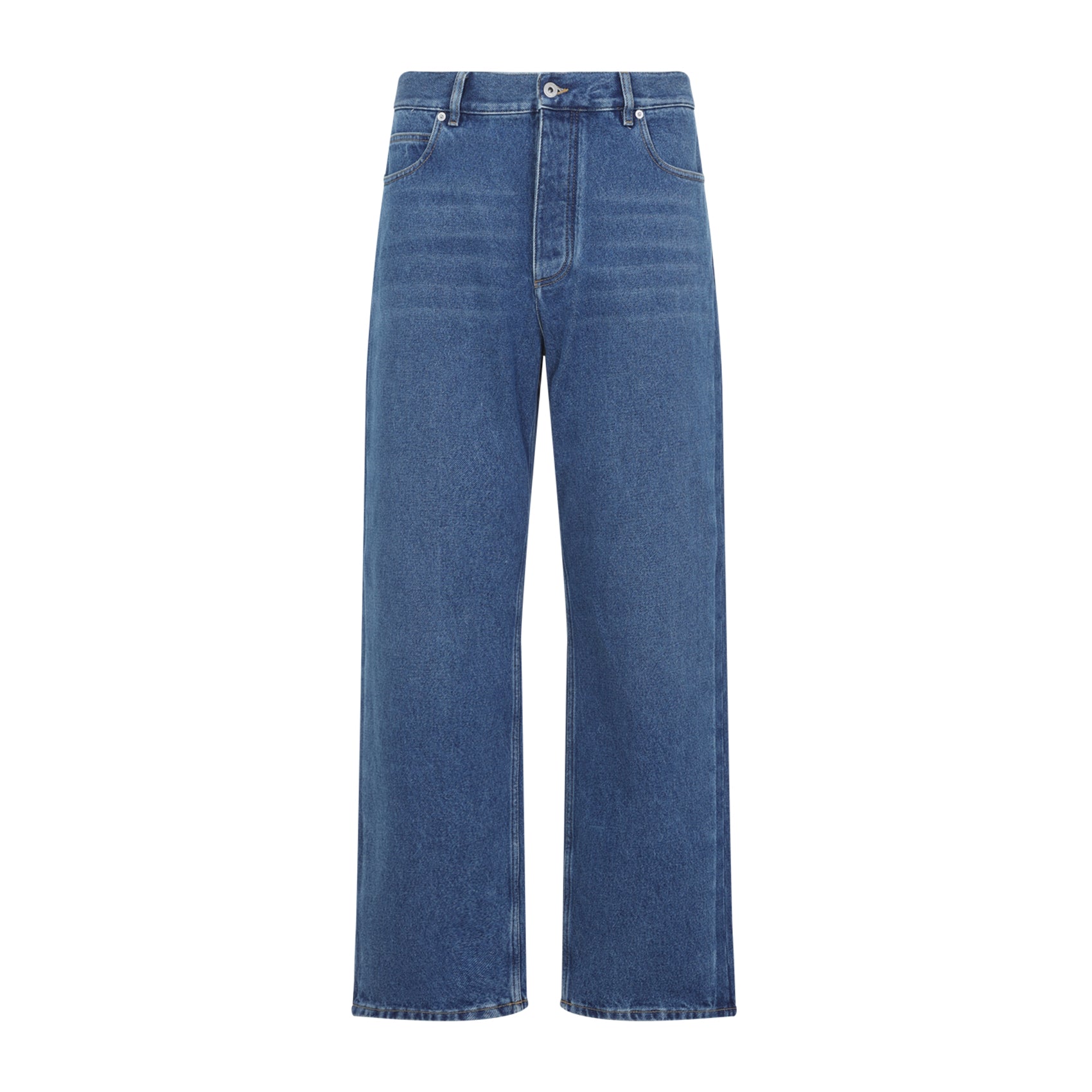 Mid Blue Cotton Wide Fit Jeans